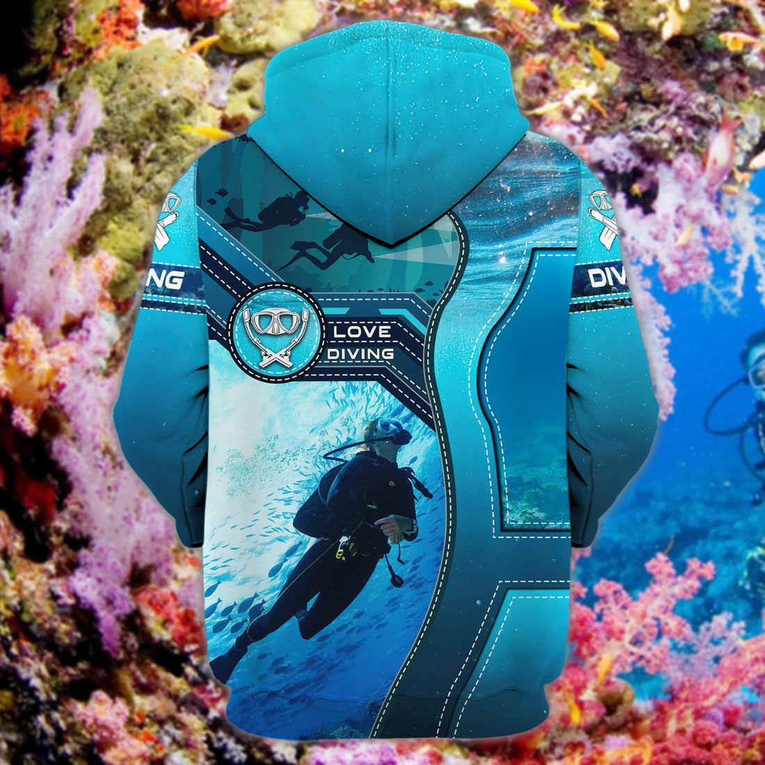 FUNSTUFFPRINT Diving - Personalized Name 3D Hoodie and Zip Hoodie