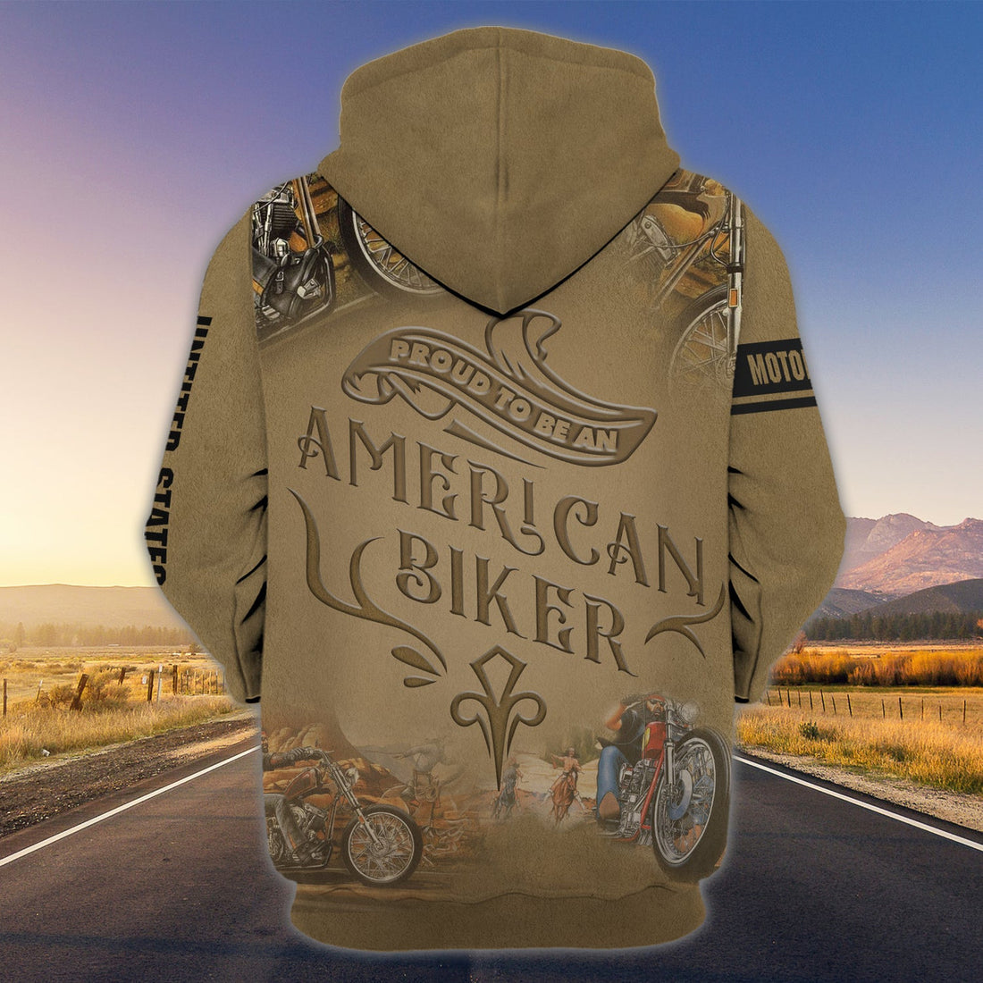 FUNSTUFFPRINT Custom Name-Hoodie-Proud to be an American Biker 3D Hoodie and Zip Hoodie