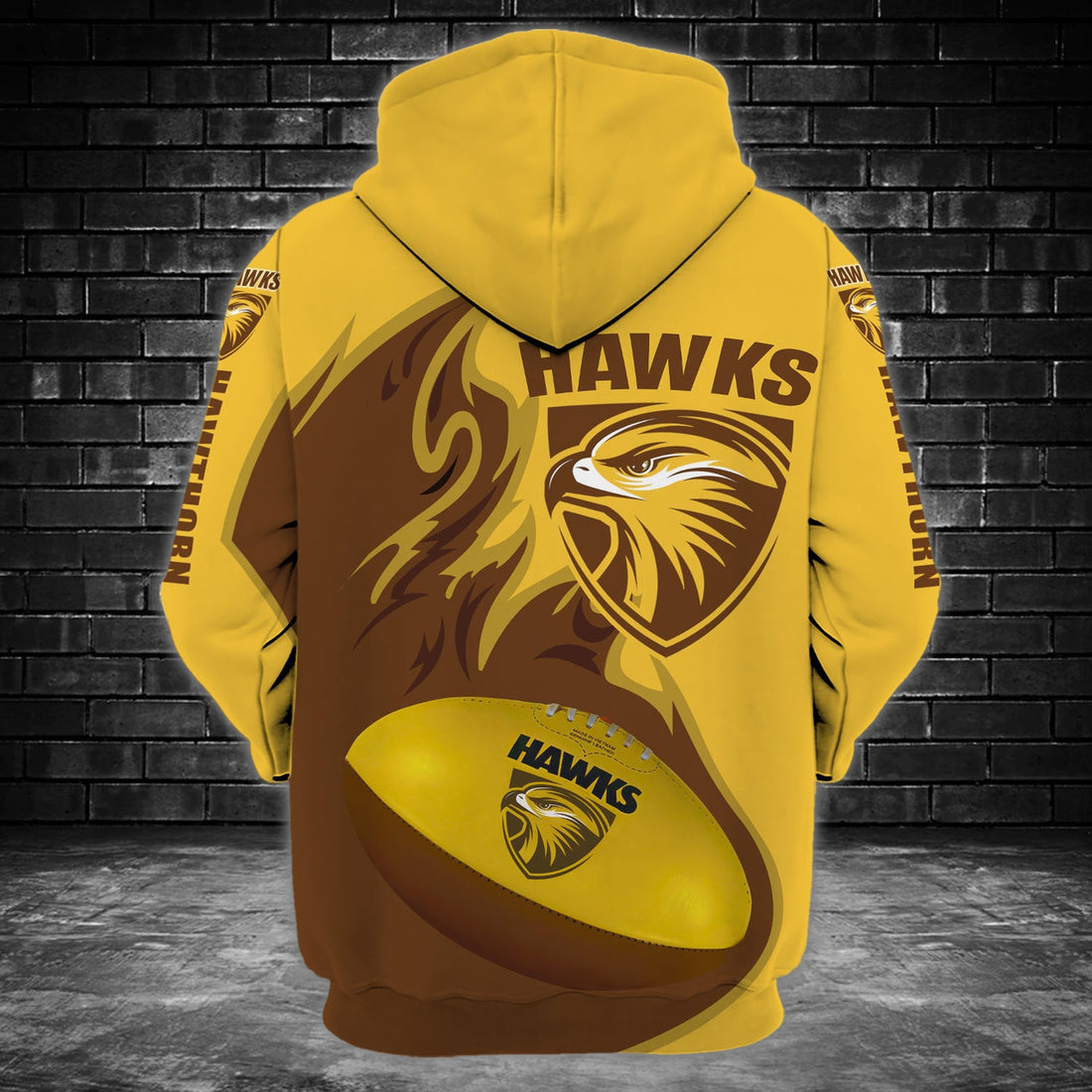 FUNSTUFFPRINT Hawthorn Hawks 1 - Personalized Name 3D Hoodie and Zip Hoodie