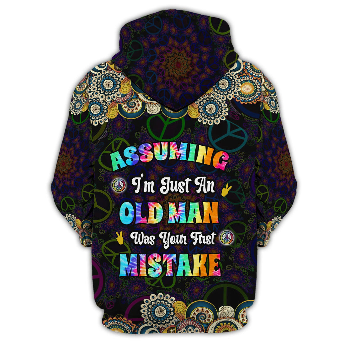 FUNSTUFFPRINT Hippie - Assuming I'm just an old man was your first mistake - Personalized Name 3D Hoodie and Zip Hoodie
