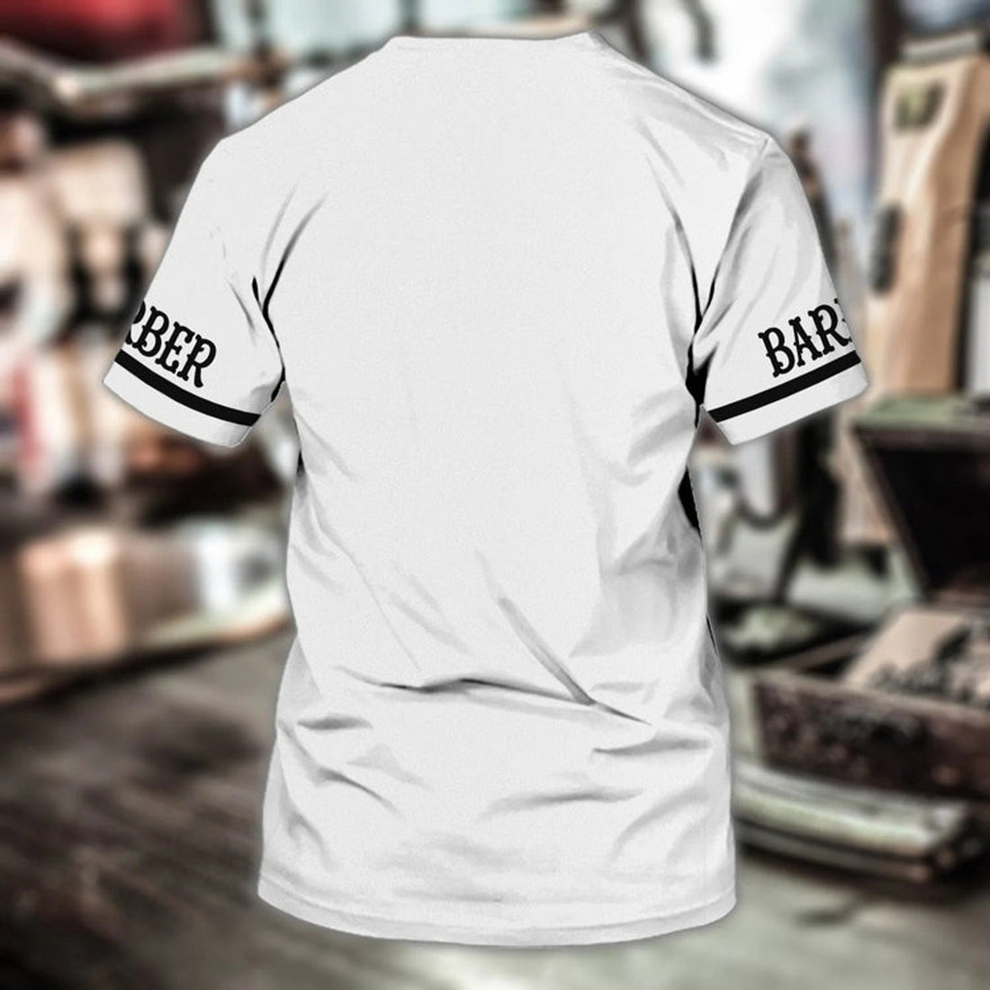 FUNSTUFFPRINT Custom With Name 3D White Barber T-Shirt, White Uniform Barber Shop, Barber Men Gift 3D T-shirt