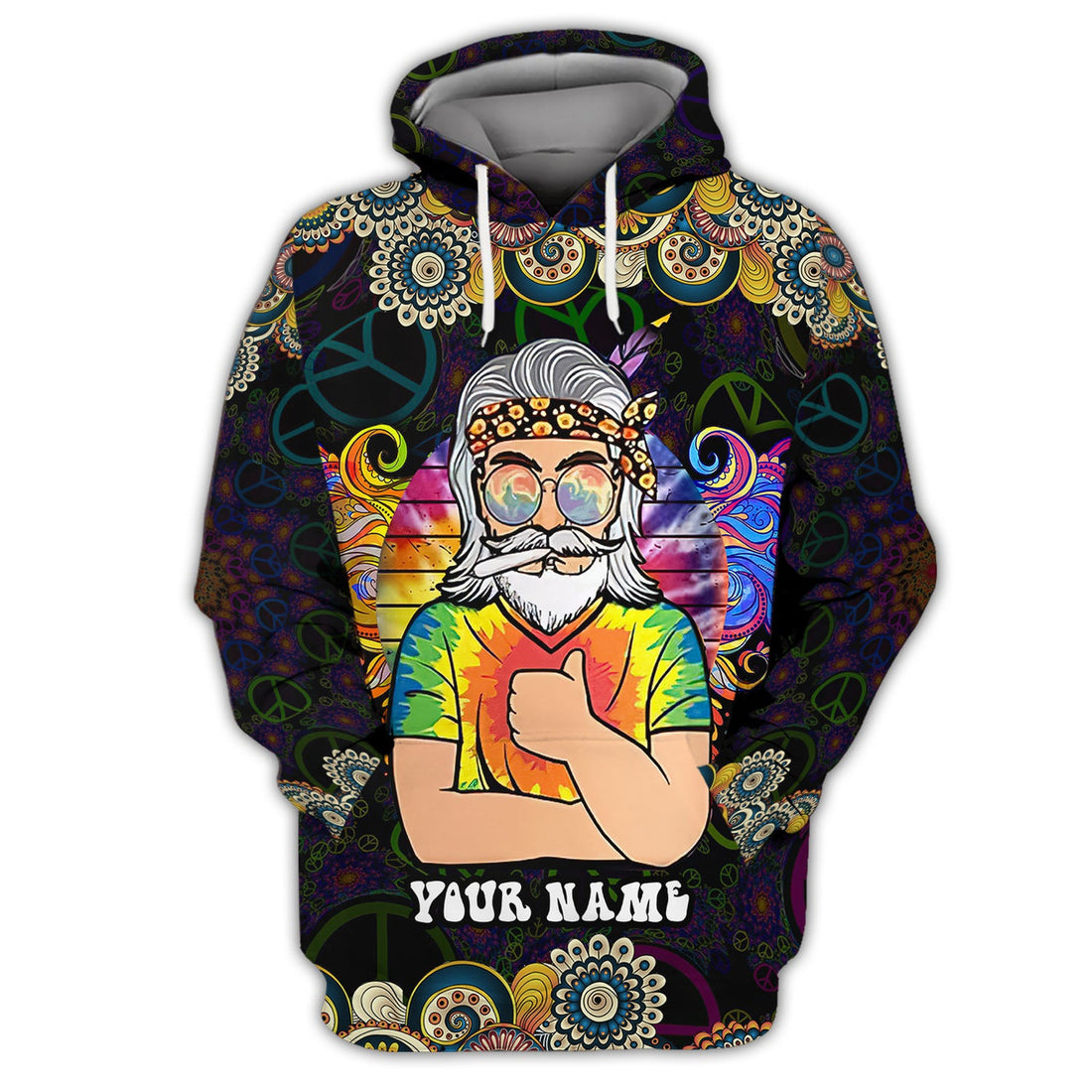 FUNSTUFFPRINT Hippie - Assuming I'm just an old man was your first mistake - Personalized Name 3D Hoodie and Zip Hoodie