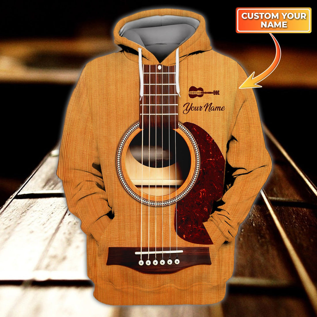 FUNSTUFFPRINT Guitar Sunset Personalized Name 3D Hoodie and Zip Hoodie