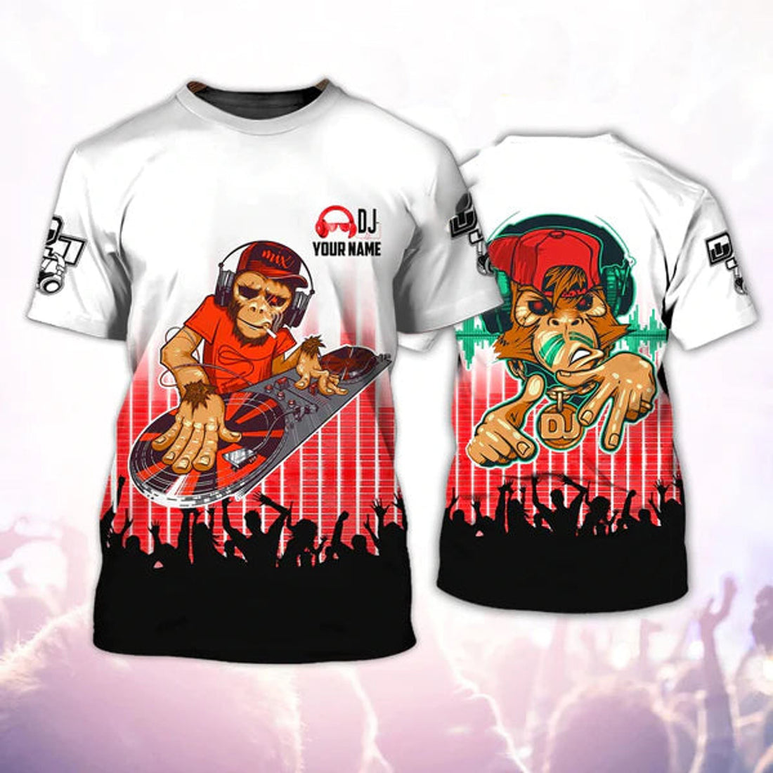 FUNSTUFFPRINT Personalized With Name 3D T-Shirt For Dj, Funny Disc Jockey Unisex Shirt, Music Deezay 3D Tee Shirt For Summer Concert 3D T-shirt