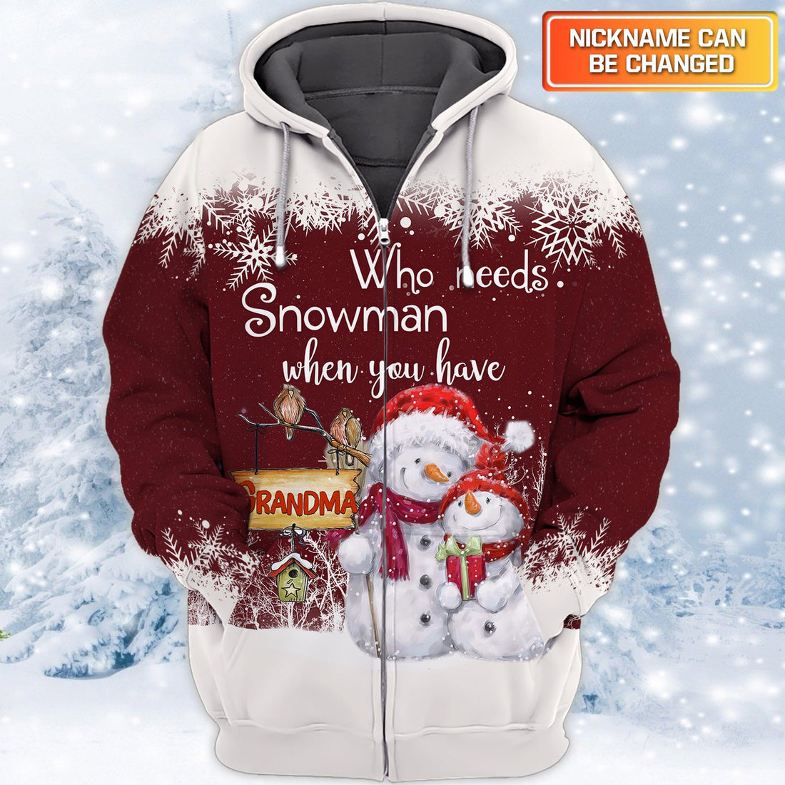 FUNSTUFFPRINT Who Needs Snowman - Personalized Custom 3D Hoodie and Zip Hoodie
