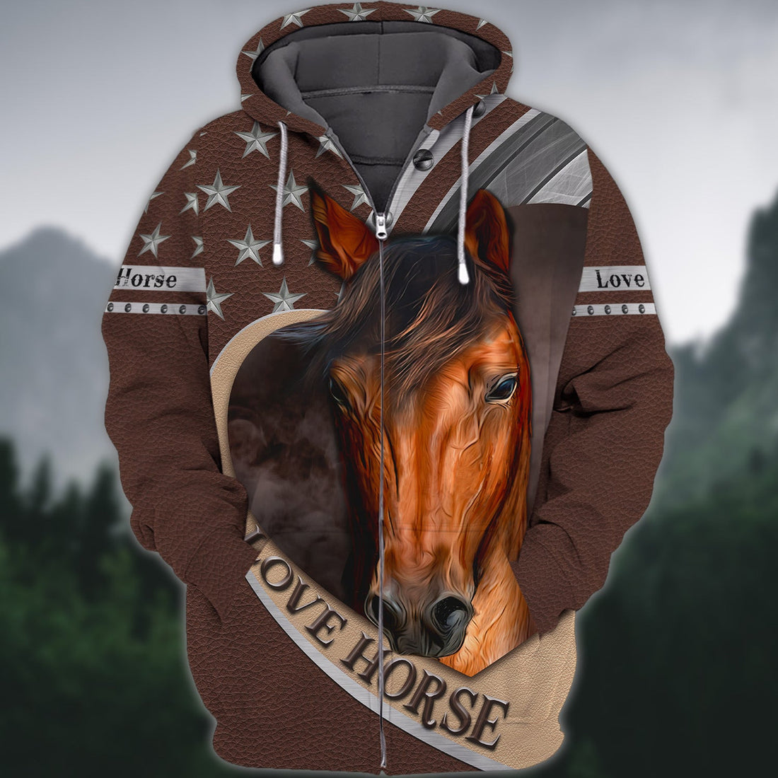 FUNSTUFFPRINT Brown Horse 3D Shirts Design, Love Horse 3D Hoodie and Zip Hoodie