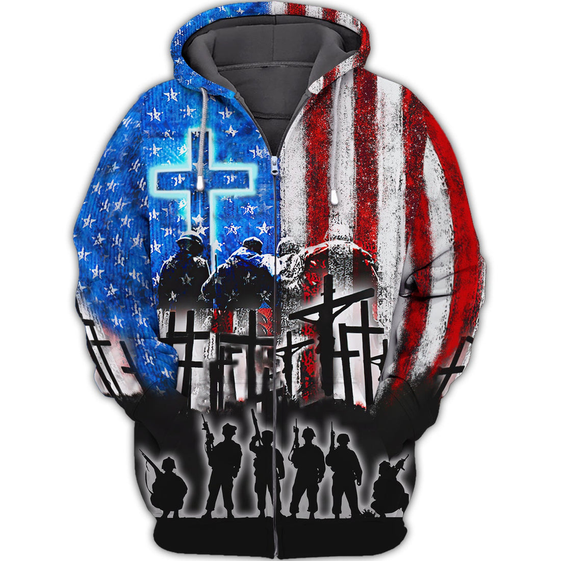 FUNSTUFFPRINT GOD IS MY FATHER - VETERAN ARE MY BOTHERS 3D Hoodie and Zip Hoodie