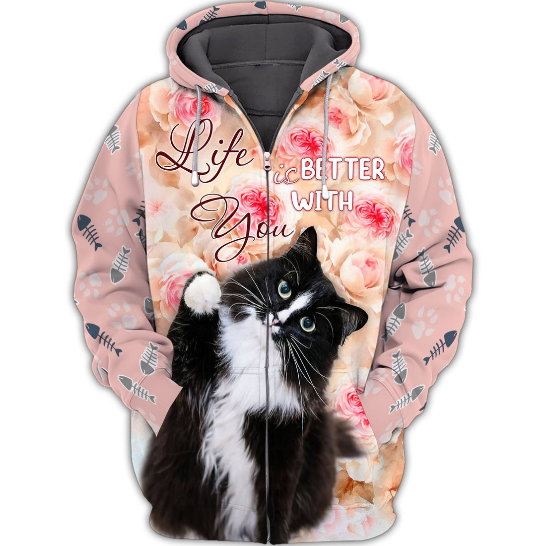 FUNSTUFFPRINT Love Cat,For Cat Lover, Full Print 3D Hoodie and Zip Hoodie
