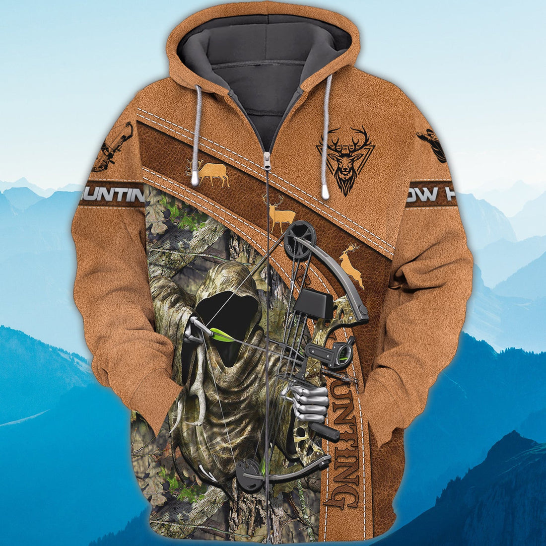 FUNSTUFFPRINT Bow Hunting 3D Hoodie and Zip Hoodie