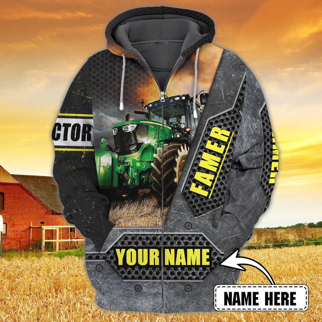 FUNSTUFFPRINT Personalized Name - Farmer 3D Hoodie and Zip Hoodie