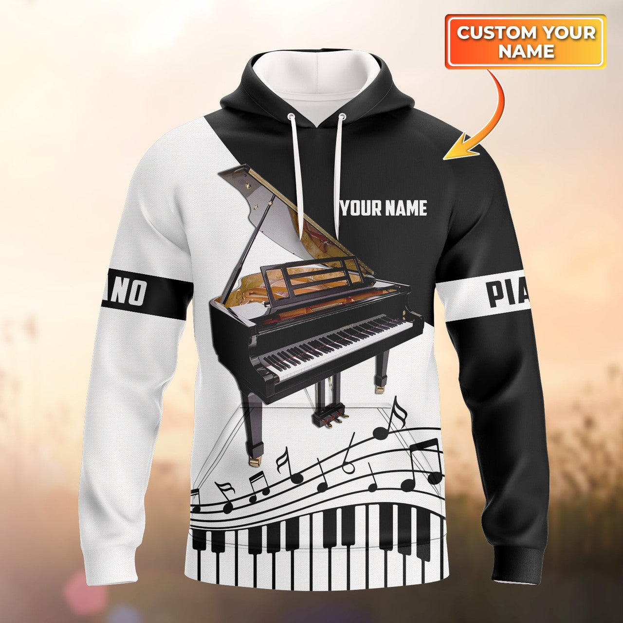FUNSTUFFPRINT Piano 02 - Personalized Name 3D Hoodie and Zip Hoodie