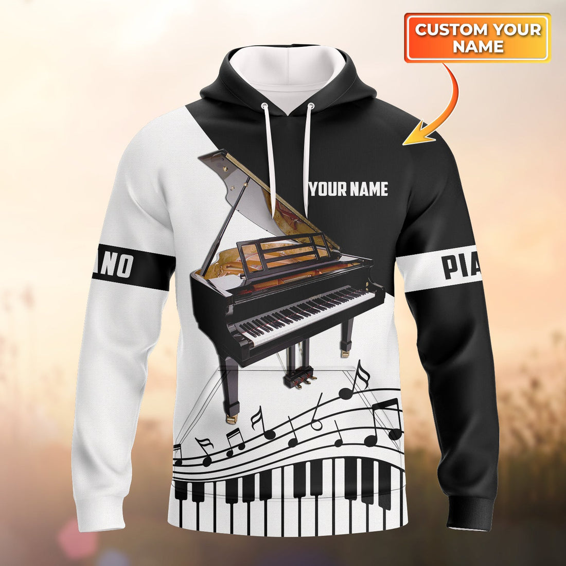 FUNSTUFFPRINT Piano 02 - Personalized Name 3D Hoodie and Zip Hoodie