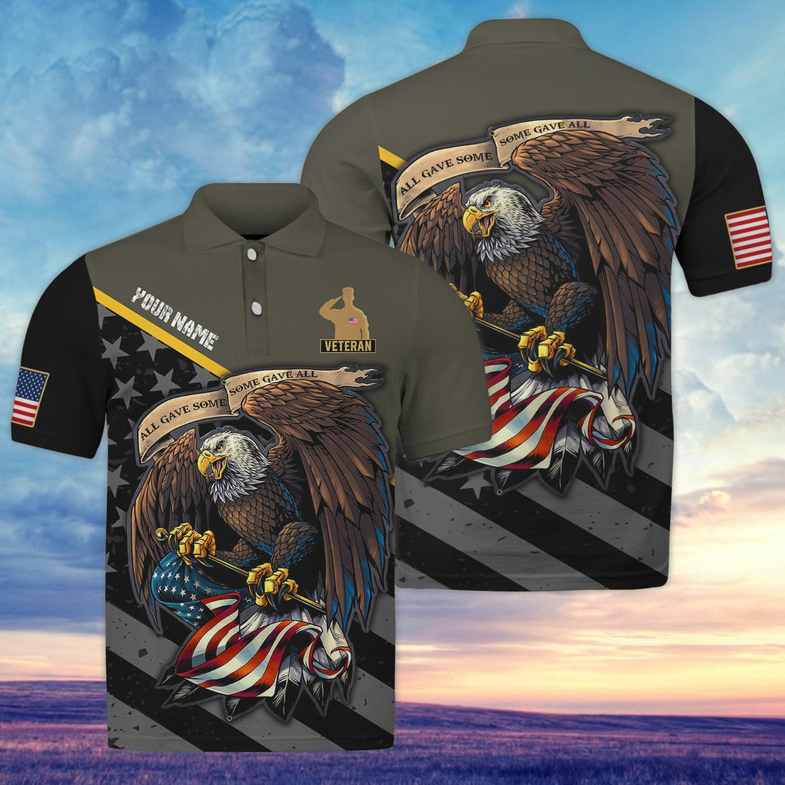 FUNSTUFFPRINT Veteran - Personalized Name 3D Polo Shirt