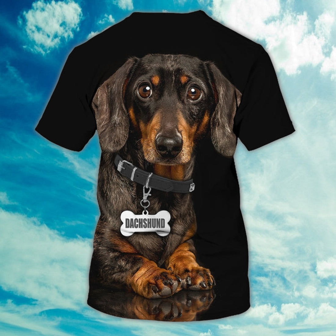 FUNSTUFFPRINT Custom Name Love Dachshund 3D Full Printed T-Shirt, Black Shirt For Dog Lovers 3D T-shirt