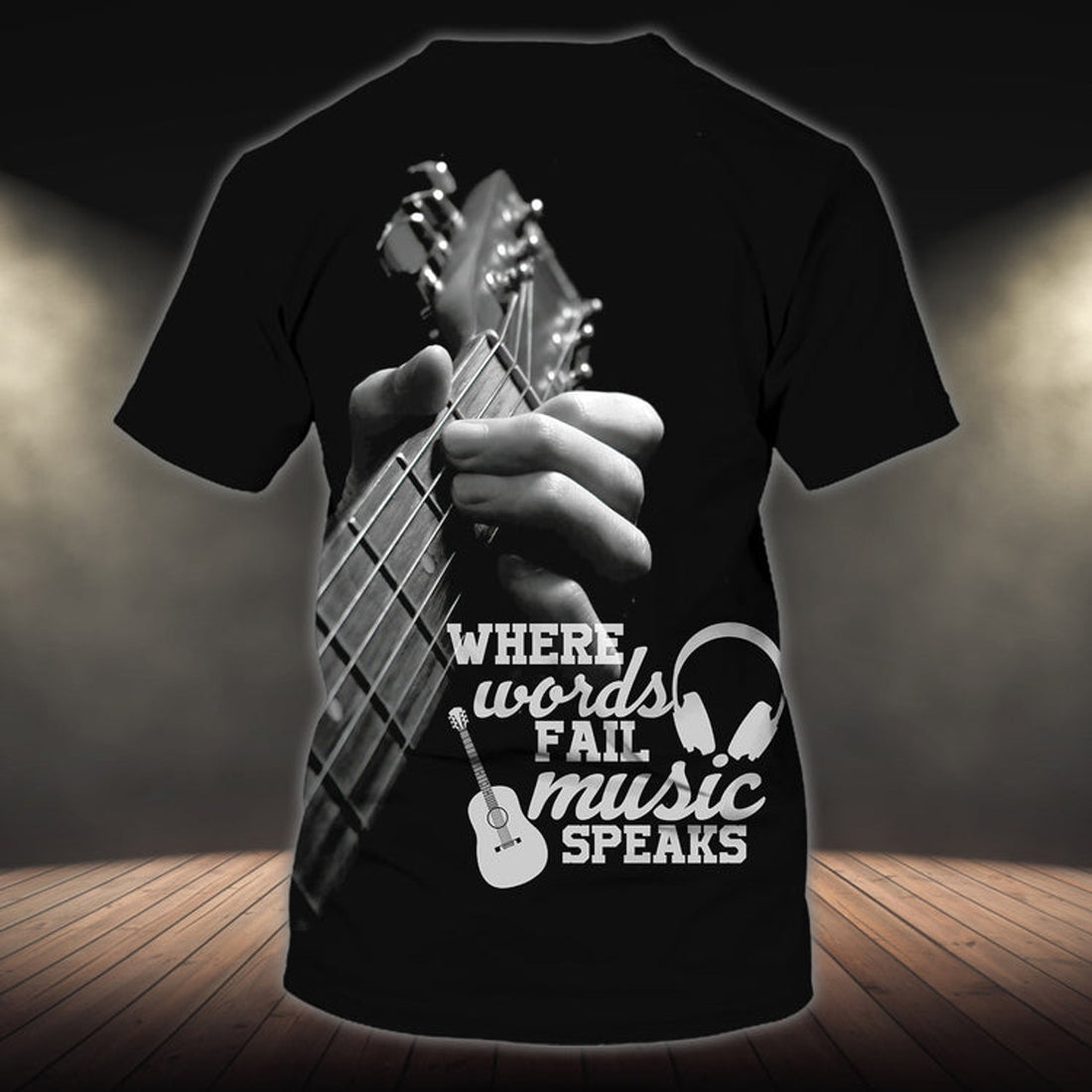 FUNSTUFFPRINT Custom 3D Tee Shirt For Musican, Where Words Fail Music Speak, Music T-Shirts 3D T-shirt