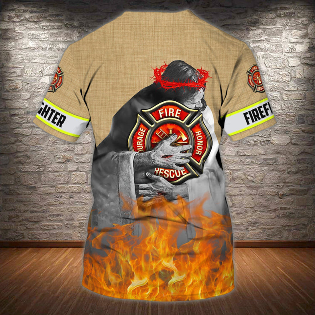 FUNSTUFFPRINT Personalized 3D T-Shirt For Fire Man, Sublimation Firefighter Shirts, Birthday Gift To Firefighters 3D T-shirt