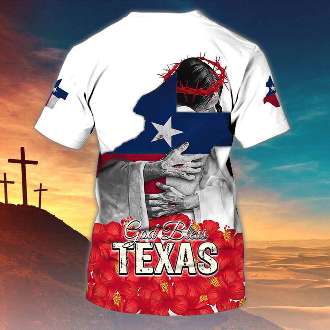 FUNSTUFFPRINT Personalized God Bless Texas T-Shirt Texas T-Shirt Gift For Christian 3D T-shirt
