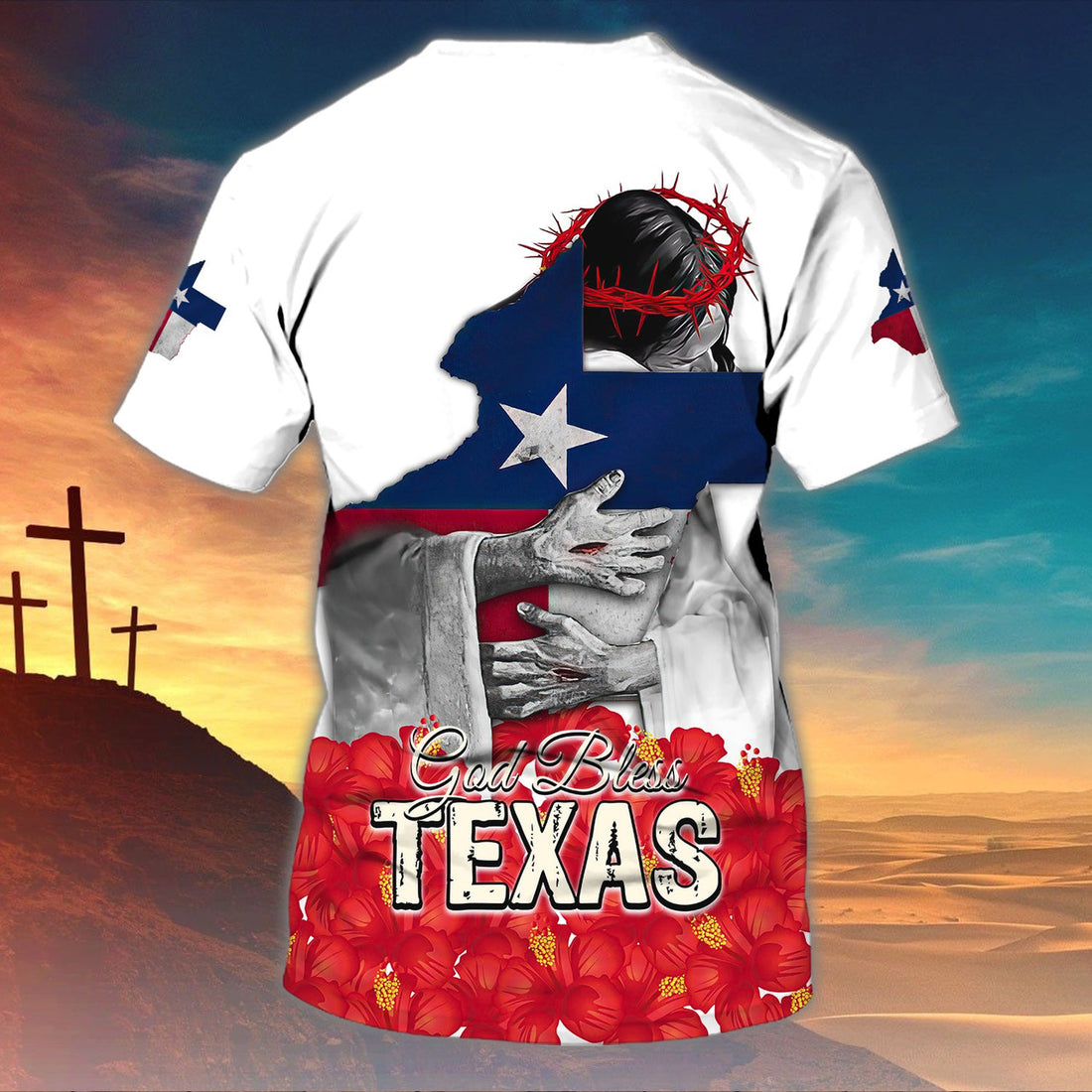 FUNSTUFFPRINT God Bless Texas - Personalized Name 3D T-Shirt