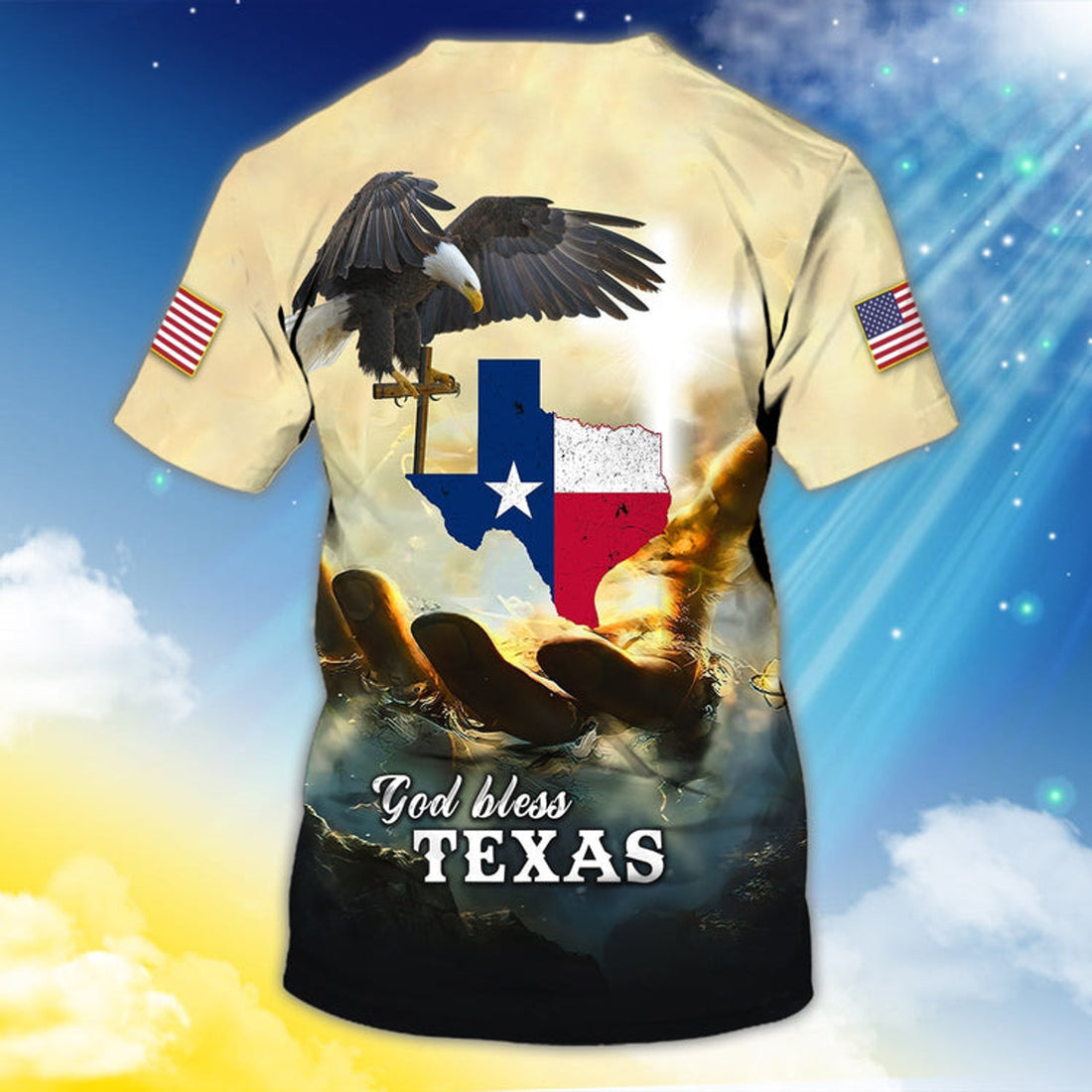FUNSTUFFPRINT Custom God Bless Texas T-Shirt Texas Shirt Gift For Christian 3D T-shirt