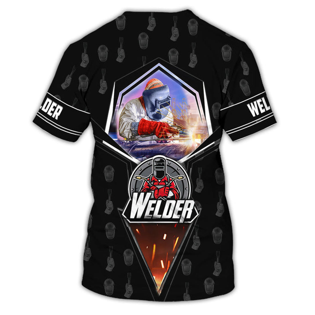 FUNSTUFFPRINT Personalized 3D All Over Print Welder T-Shirt Men, Gift To Welder Husband, Helmet and Weilding Plier 3D T-shirt