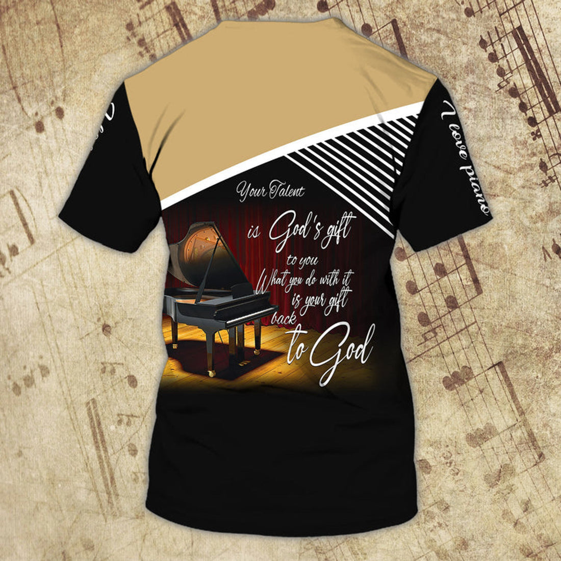 FUNSTUFFPRINT Customized 3D All Over Print Piano T-Shirt For Him Her, Love Piano Shirts, Sumlimation Piano On 3D T-shirt