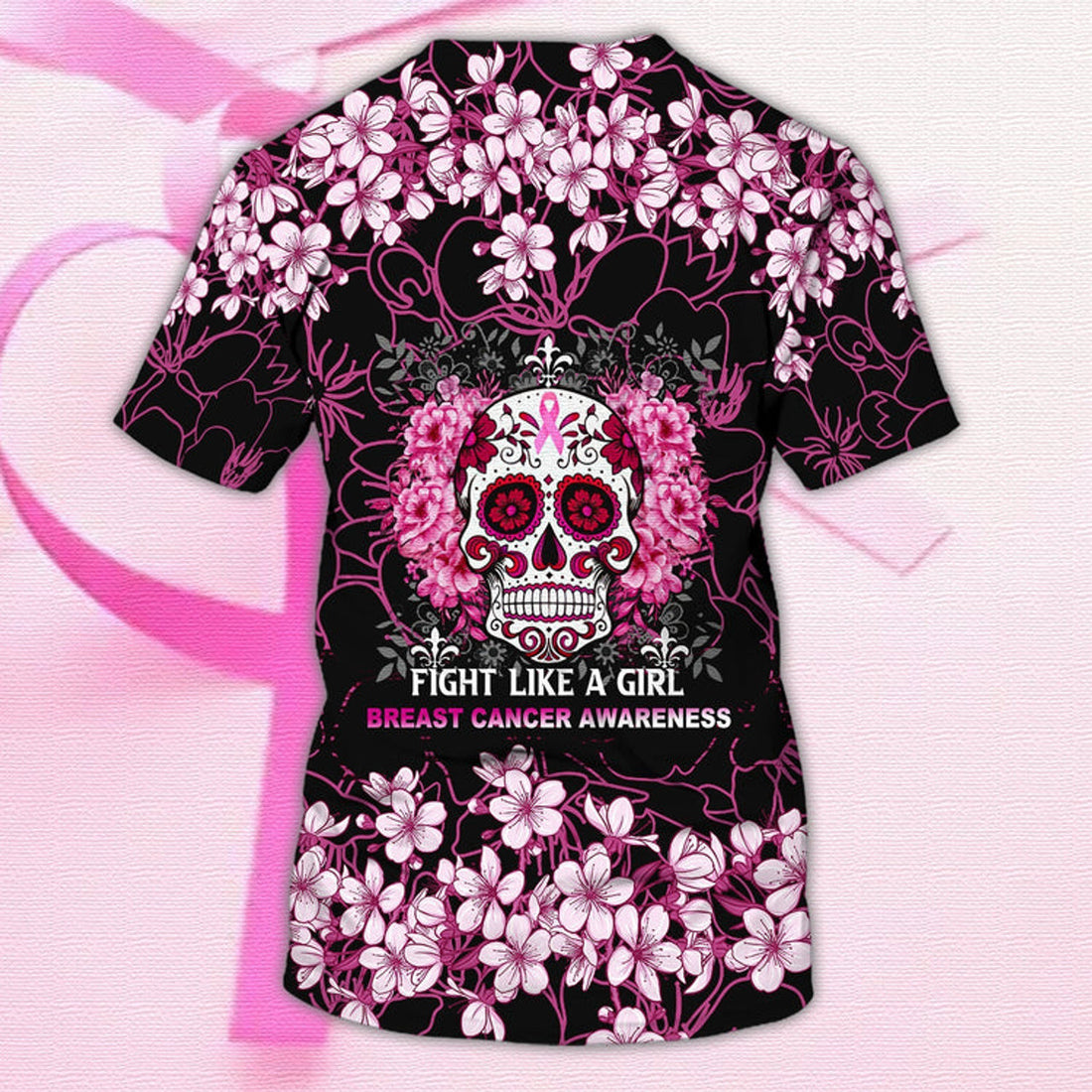 FUNSTUFFPRINT Personalized Name 3D T-Shirt For Breast Cancer 3D T-shirt