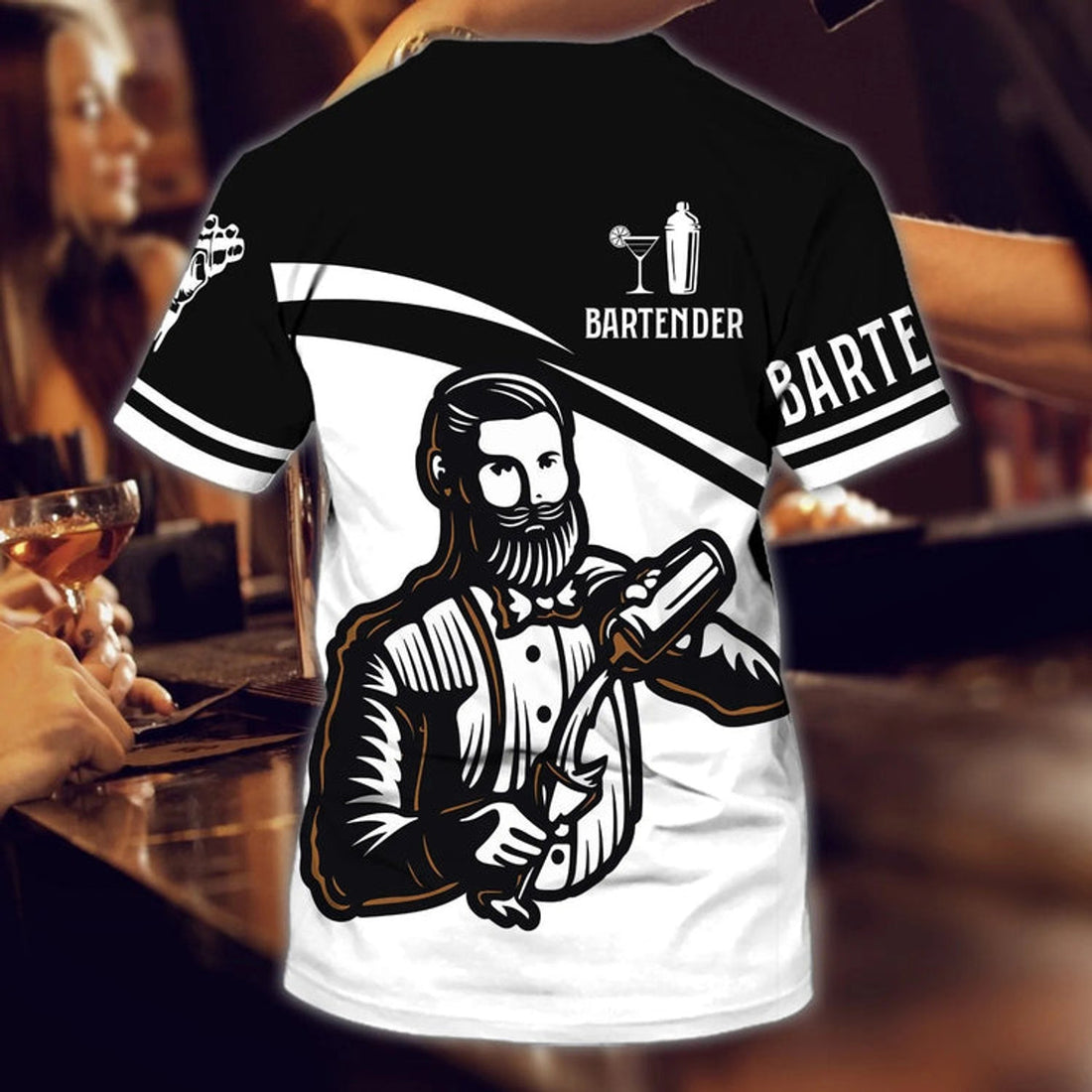 Custom Personalized Bartender Tad Shirt Old Men Bartender T-Shirt Present For A Barista