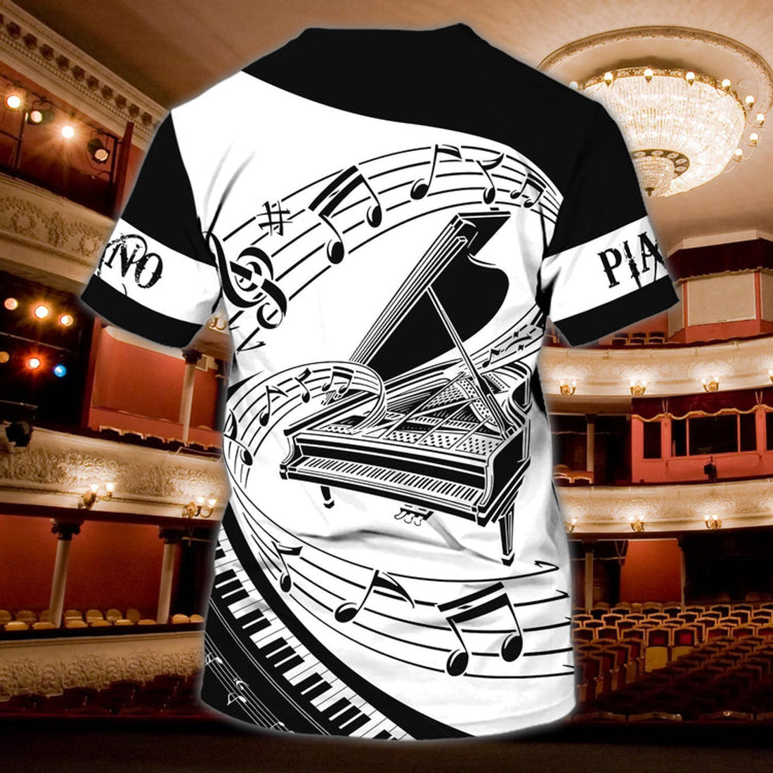 FUNSTUFFPRINT Customized 3D All Over Print T-Shirt For Pianist, Present To Piano Lovers, Piano Shirt For Him, Her 3D T-shirt