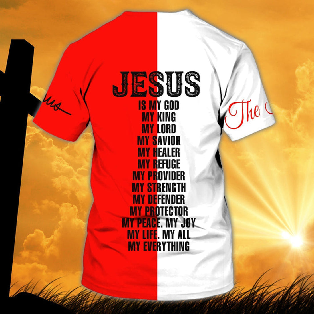 FUNSTUFFPRINT Custom Name Child Of God T-Shirt God And Lion T-Shirt Gift For Christian 3D T-shirt