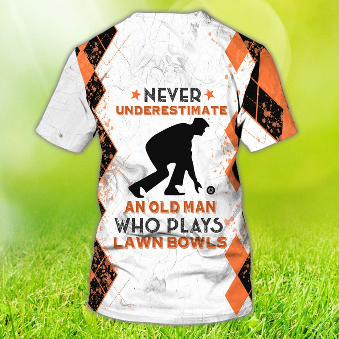 FUNSTUFFPRINT Custom Old Man Plays Lawn Bowls 3D T-shirt
