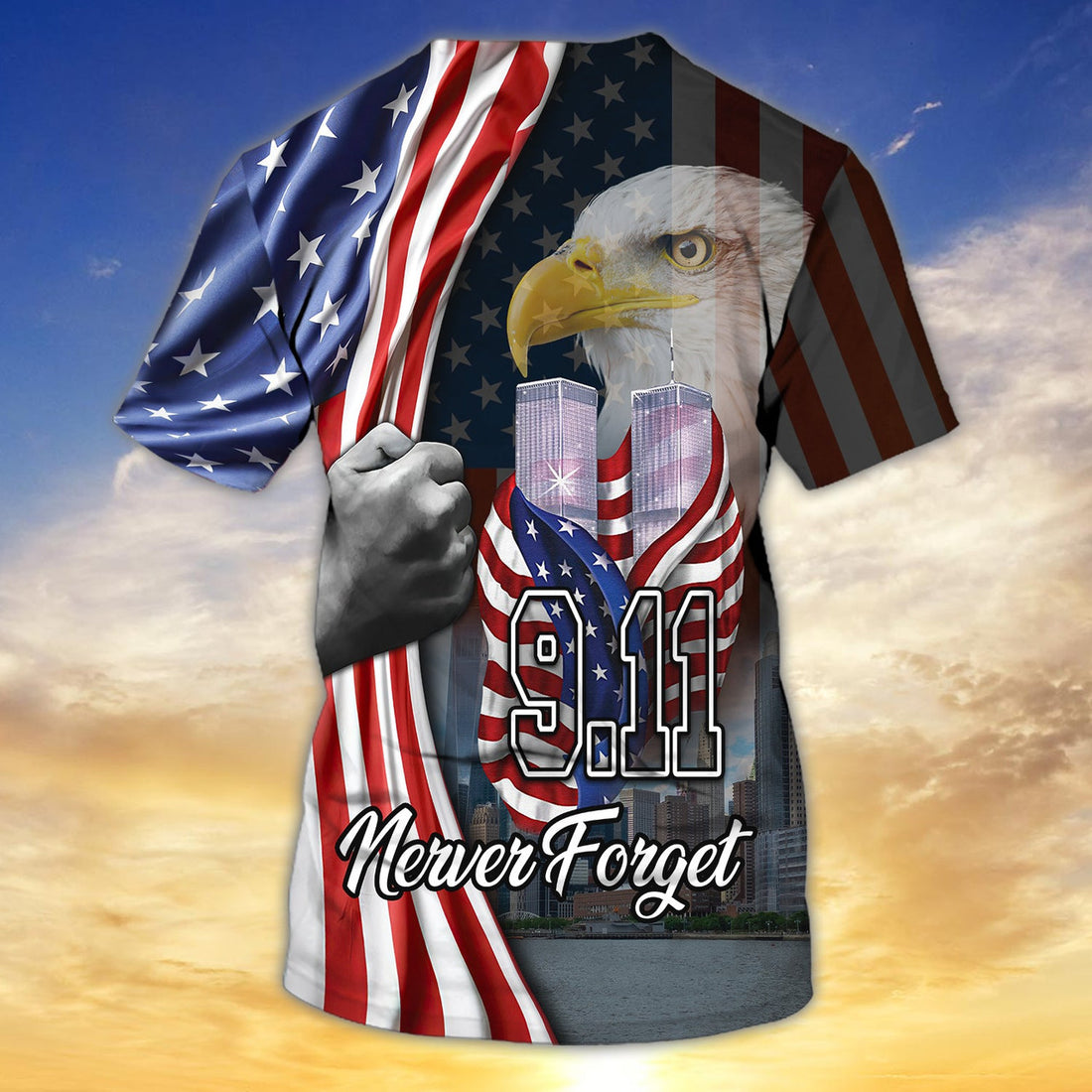 FUNSTUFFPRINT 9.11 NEVER FORGET - Personalized Name 3D T-Shirt