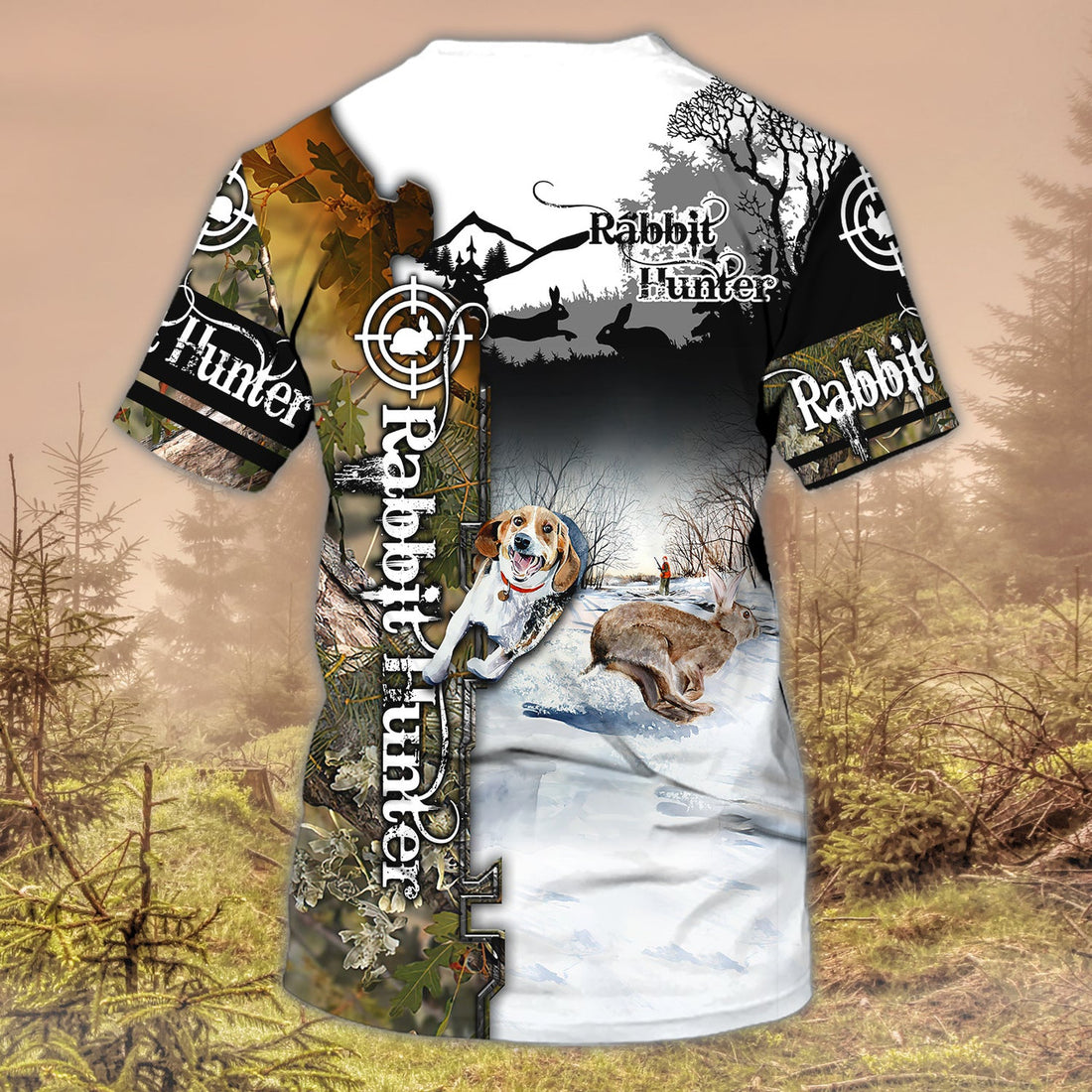 FUNSTUFFPRINT Rabbit Hunting - Personalized Name 3D T-Shirt