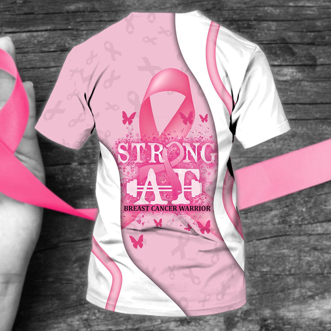 FUNSTUFFPRINT Pink Breast Cancer Awareness Shirt, Personalized Name 3D T-Shirt