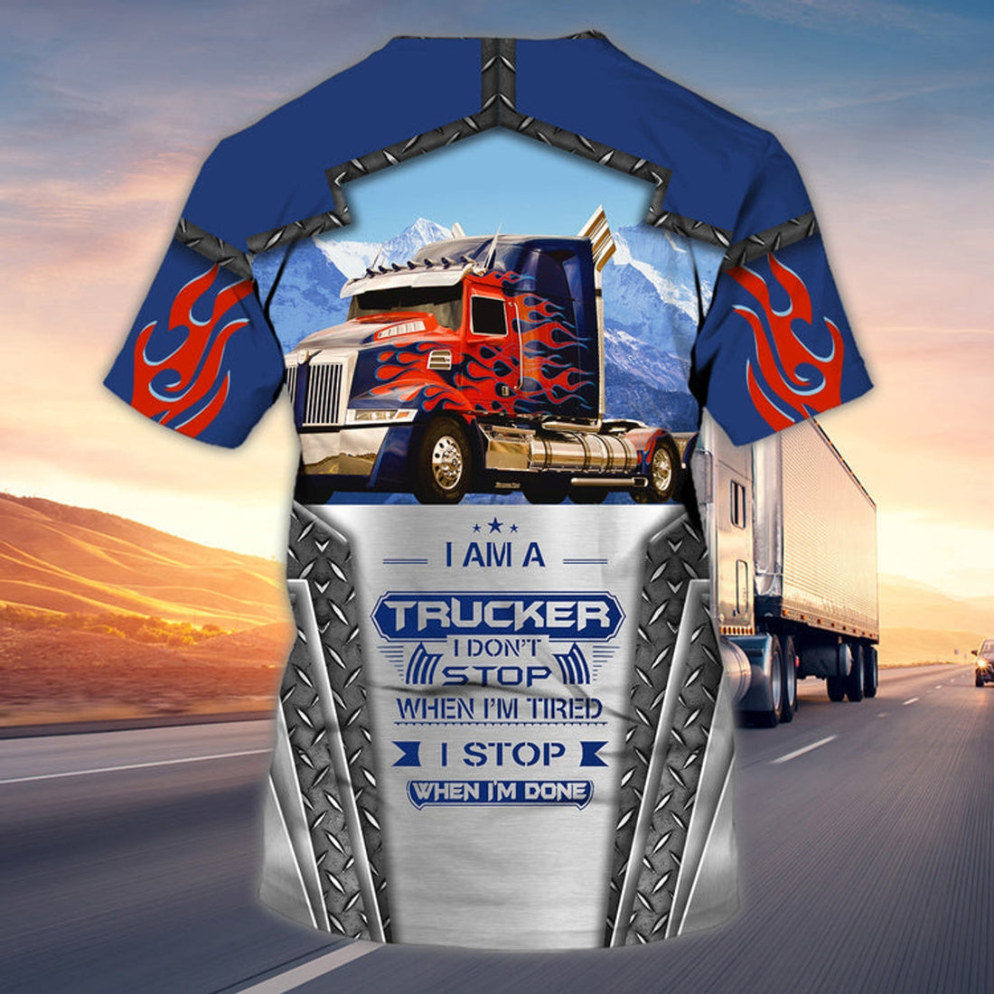FUNSTUFFPRINT Custom 3D Trucker Shirt I Stop When I'm Done Trucking Shirts Men 3D T-shirt