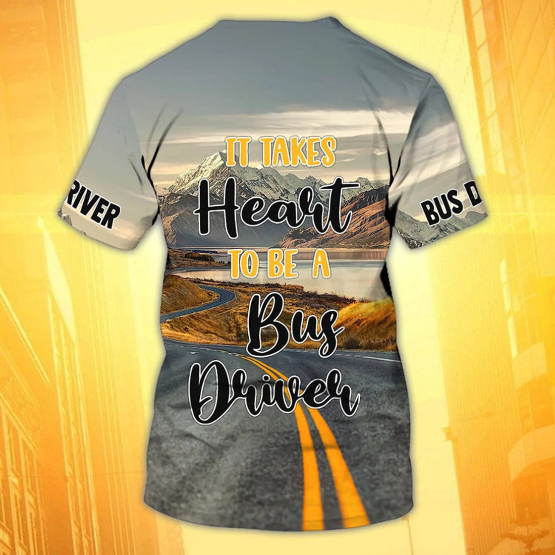 FUNSTUFFPRINT Custom Name 3D All Over Print School Bus T-Shirt Men Women, School Bus Driver Shirt Premium 3D T-shirt