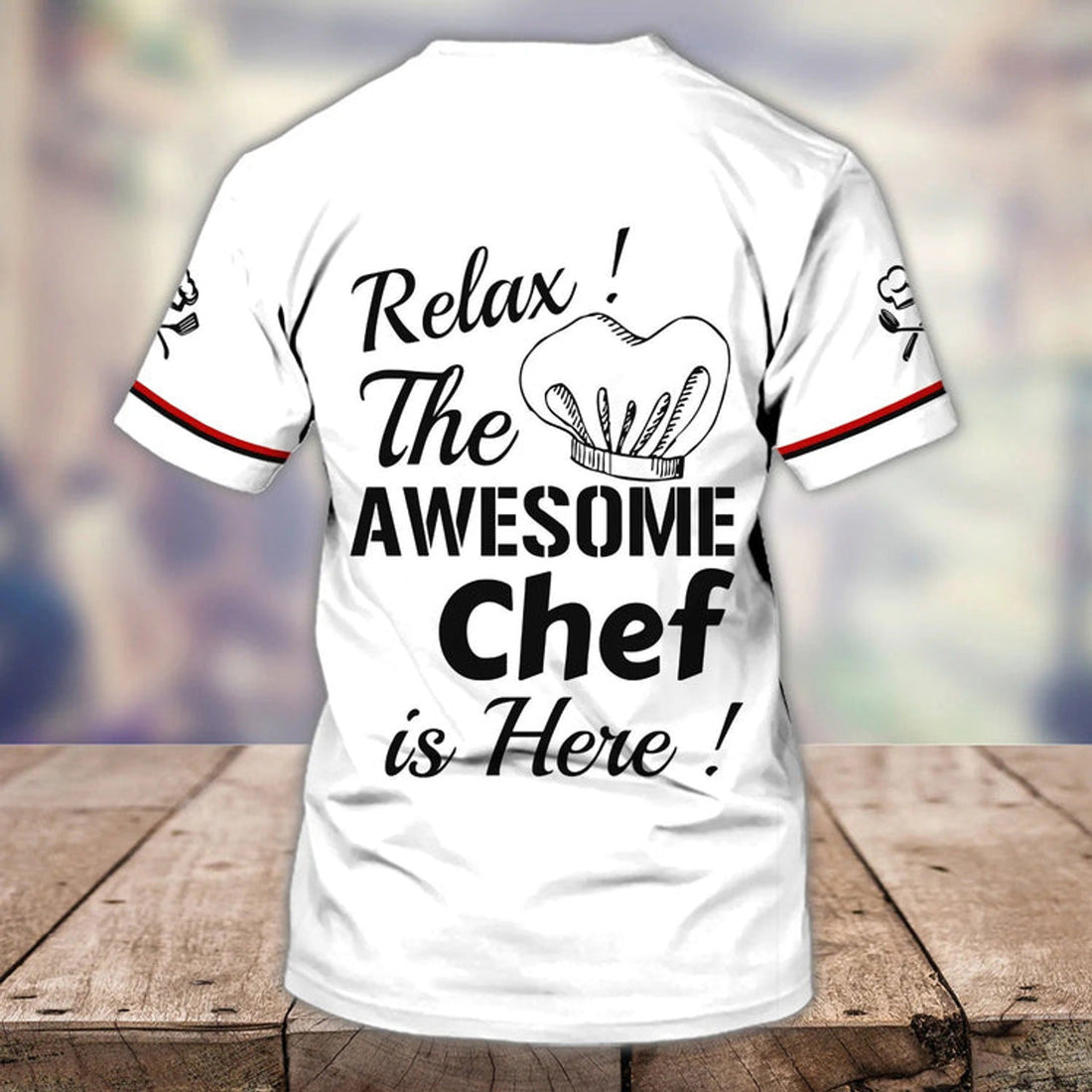 FUNSTUFFPRINT Personalized Funny White Chef Shirt, Relax The Awesome Chef Is Here, Master Chef T-Shirts 3D T-shirt