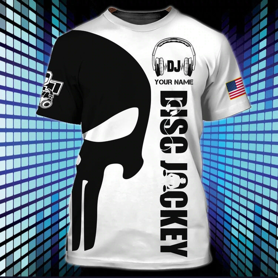 FUNSTUFFPRINT Skull Disc Jockey 3D Full PrinT-Shirt, I Love Dj Shirt, To My Love Dj Boyfriend Gifts, Deejay Shirts 3D T-shirt
