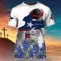 FUNSTUFFPRINT God Bless Texas Bluebonnet - Personalized Name 3D T-Shirt