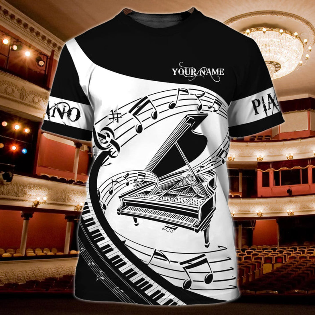 FUNSTUFFPRINT Customized 3D All Over Print T-Shirt For Pianist, Present To Piano Lovers, Piano Shirt For Him, Her 3D T-shirt