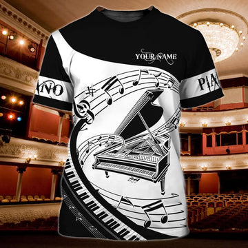 FUNSTUFFPRINT Customized 3D All Over Print T-Shirt For Pianist, Present To Piano Lovers, Piano Shirt For Him, Her 3D T-shirt