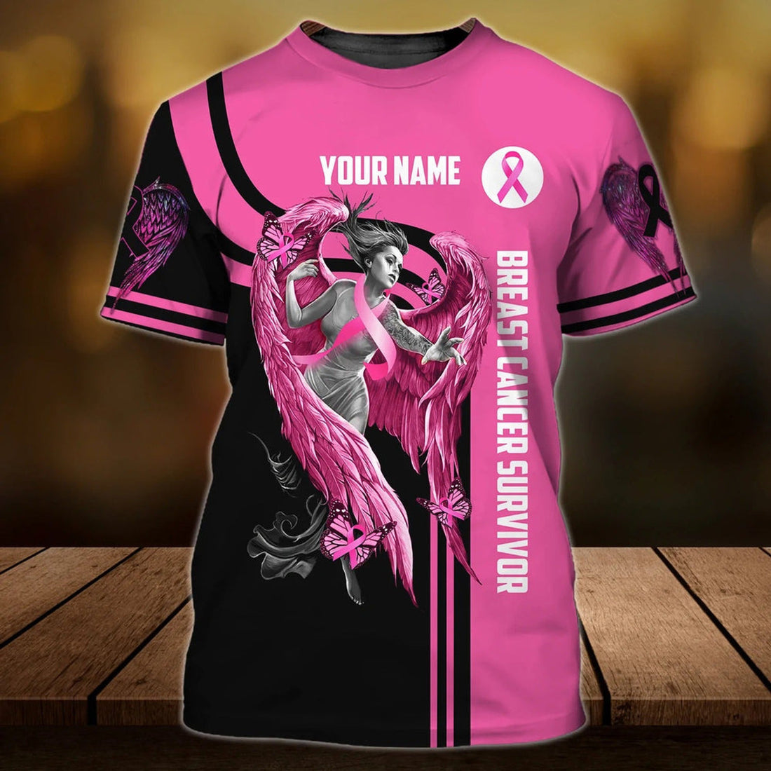 FUNSTUFFPRINT Custom 3D All Over Print Breast Cancer T-Shirt For Her, Breast Cancer Survivor Gifts 3D T-shirt