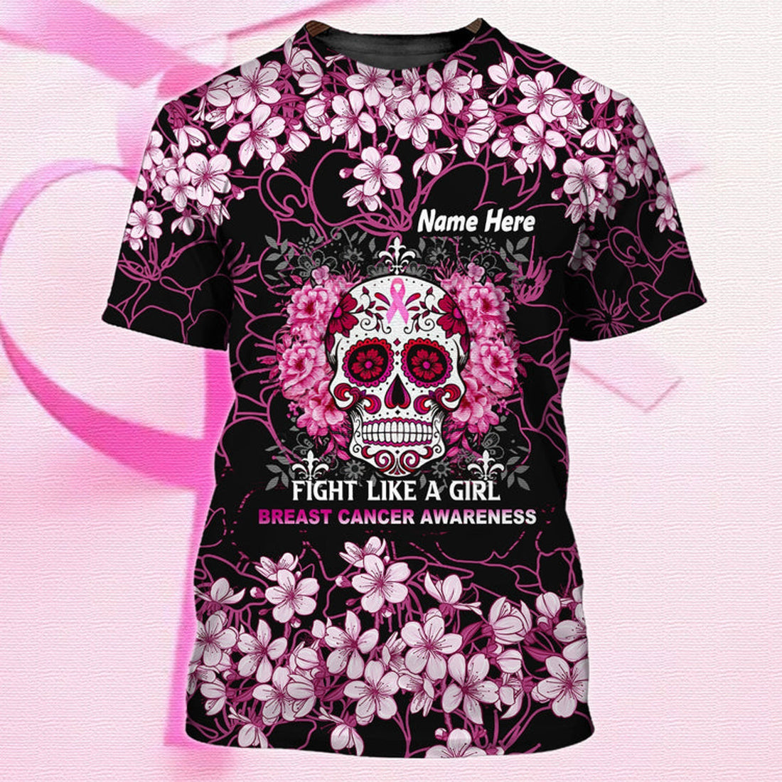 FUNSTUFFPRINT Personalized Name 3D T-Shirt For Breast Cancer 3D T-shirt