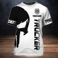 FUNSTUFFPRINT Custom Black And White Skull Trucker T-Shirt Trucking Driver Love Shirts 3D T-shirt