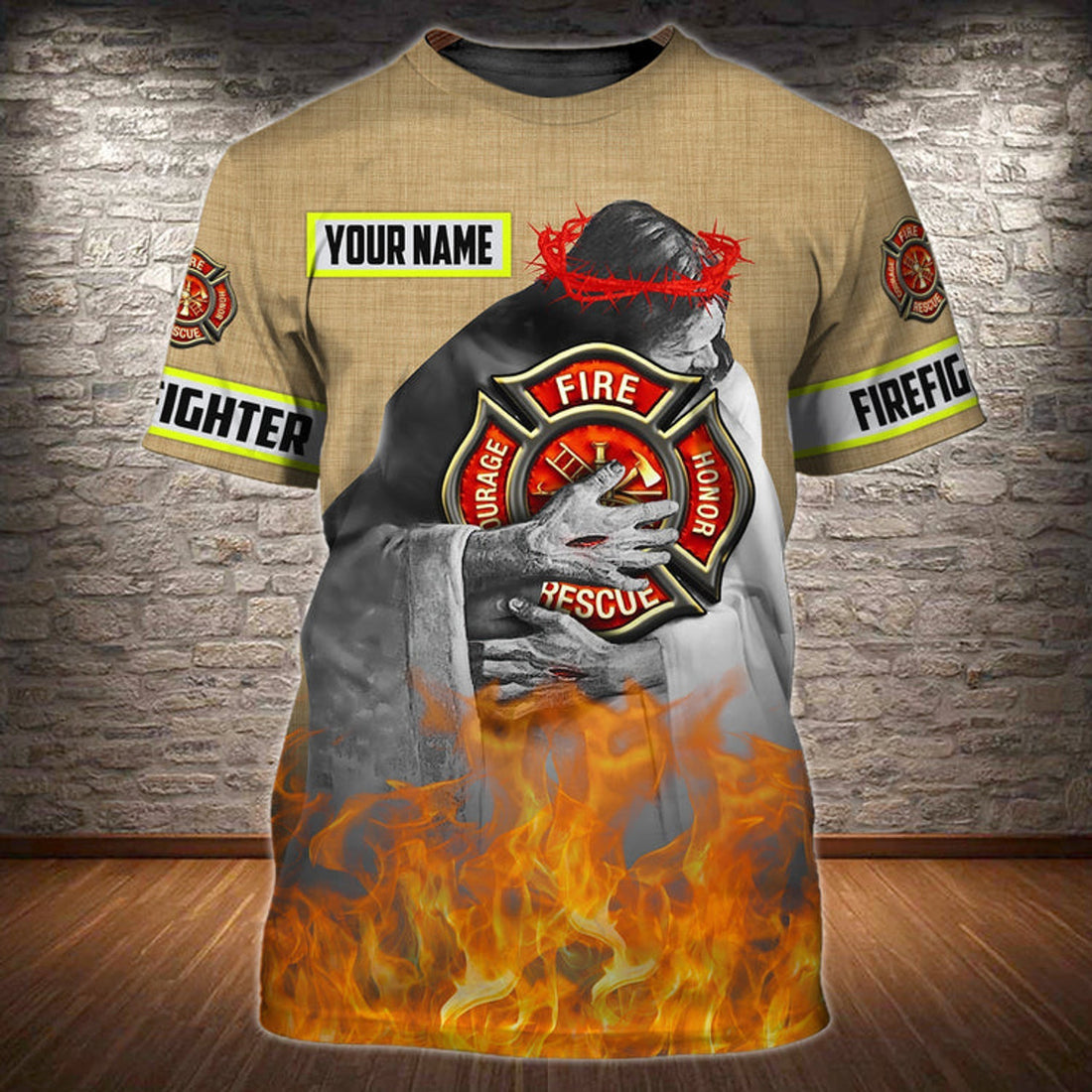 FUNSTUFFPRINT Personalized 3D T-Shirt For Fire Man, Sublimation Firefighter Shirts, Birthday Gift To Firefighters 3D T-shirt