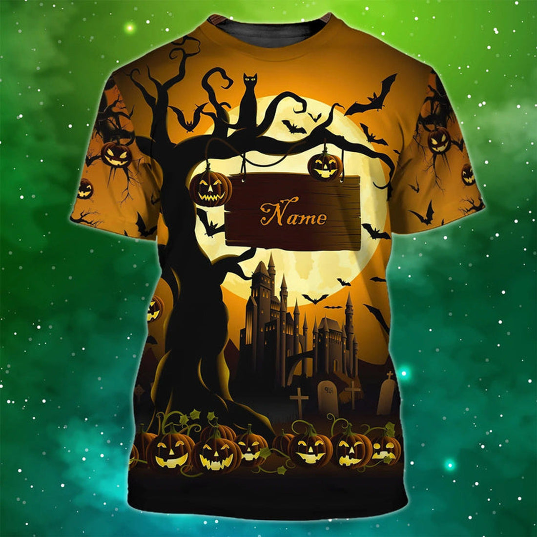 FUNSTUFFPRINT Customized 3D Cat Boo Halloween Nightmare T-Shirt, Halloween Gift To Cat Lovers 3D T-shirt