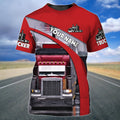 FUNSTUFFPRINT Customized Red Truck T-Shirt Gift For Trucker Friend Trucker Day Present 3D T-shirt