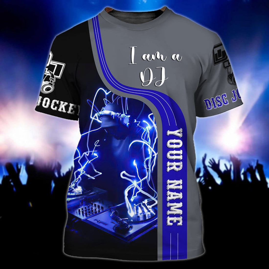 FUNSTUFFPRINT Personalized I Am A Disc Jockey T-Shirt, 3D All Over Printed Dj Shirt, Night Club Bar Dj Shirt 3D T-shirt