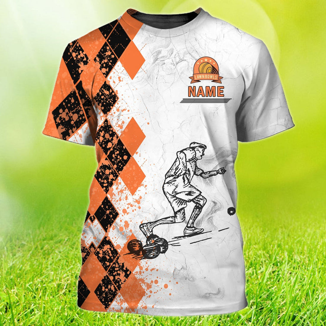 FUNSTUFFPRINT Custom Old Man Plays Lawn Bowls 3D T-shirt
