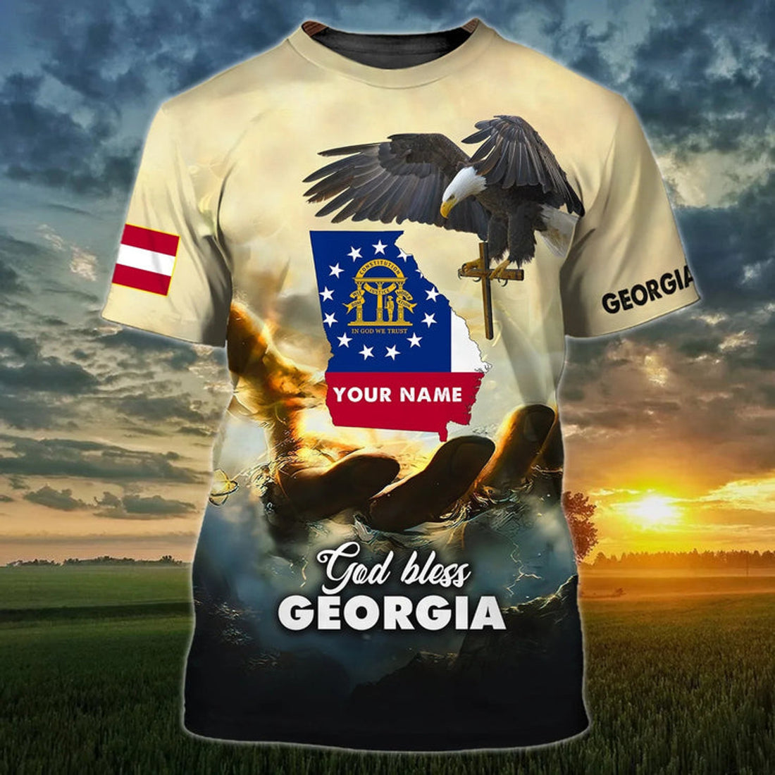 Custom Name God Bless Georgia T-Shirt Georgia T-Shirt Gift For Christian T-Shirt