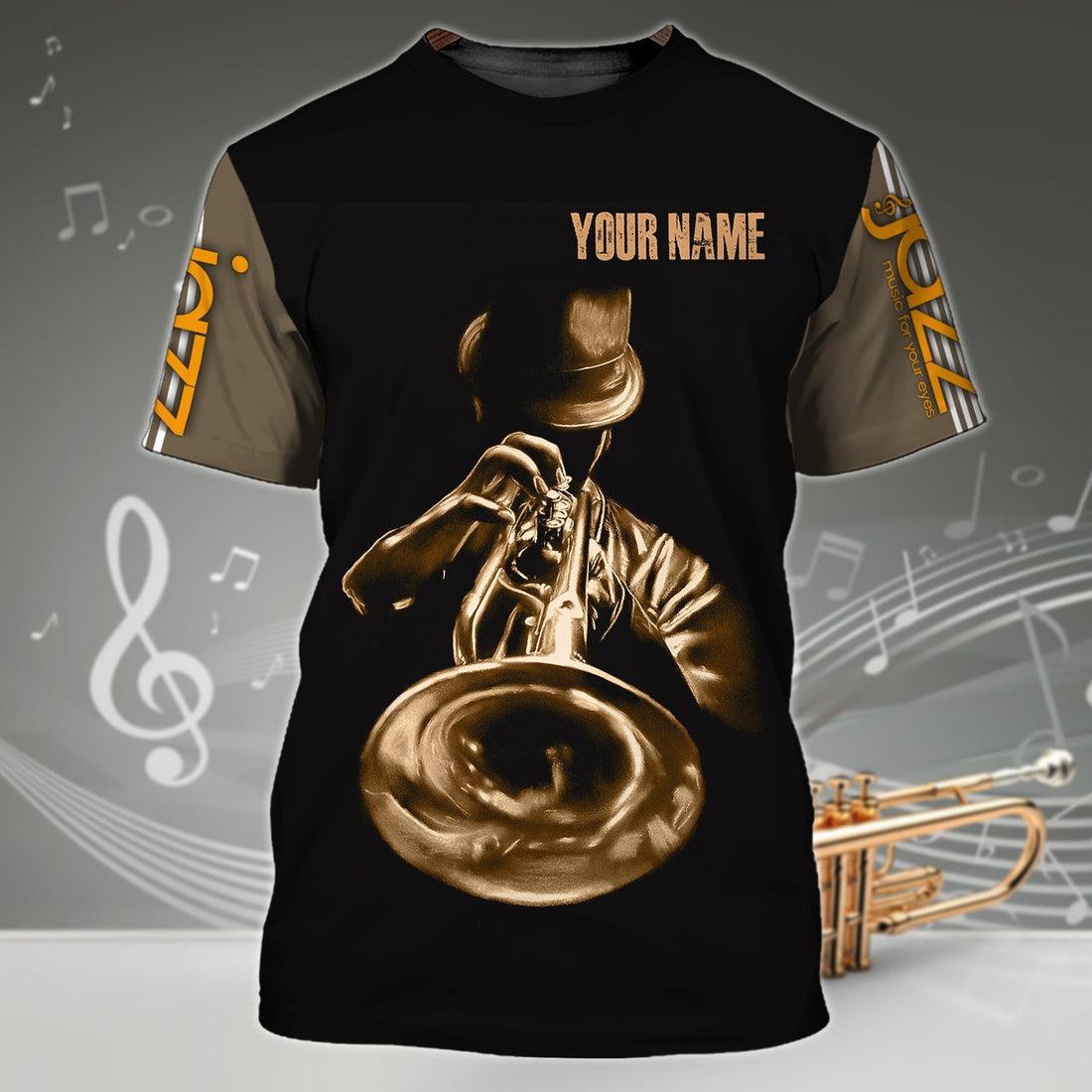 FUNSTUFFPRINT TRUMPET002 - Personalized Name 3D T-Shirt
